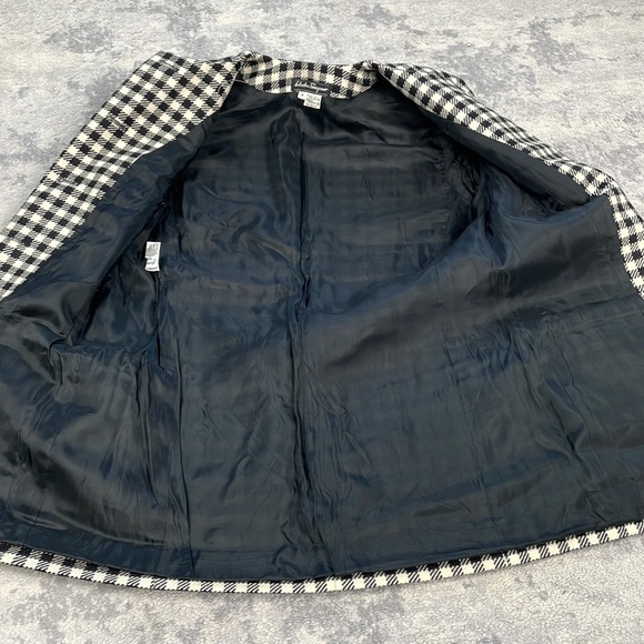 Salvatore Ferragamo Black White Checkered Plaid Blazer Mini Dress Jacket Sz 4 - Picture 7 of 14